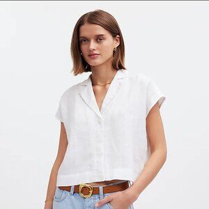 Madewell Boxy Cap-Sleeve Shirt in 100% Linen